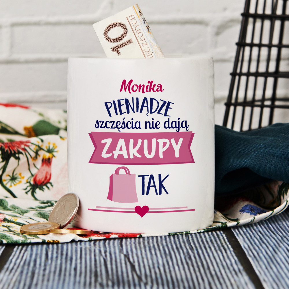 Pieniądze szczęścia nie dają - Skarbonka Personalizowana - MyGiftDna.pl